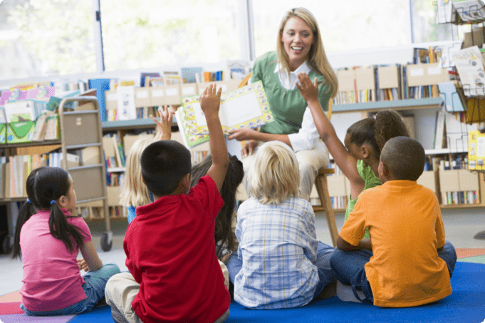 children with their teacher